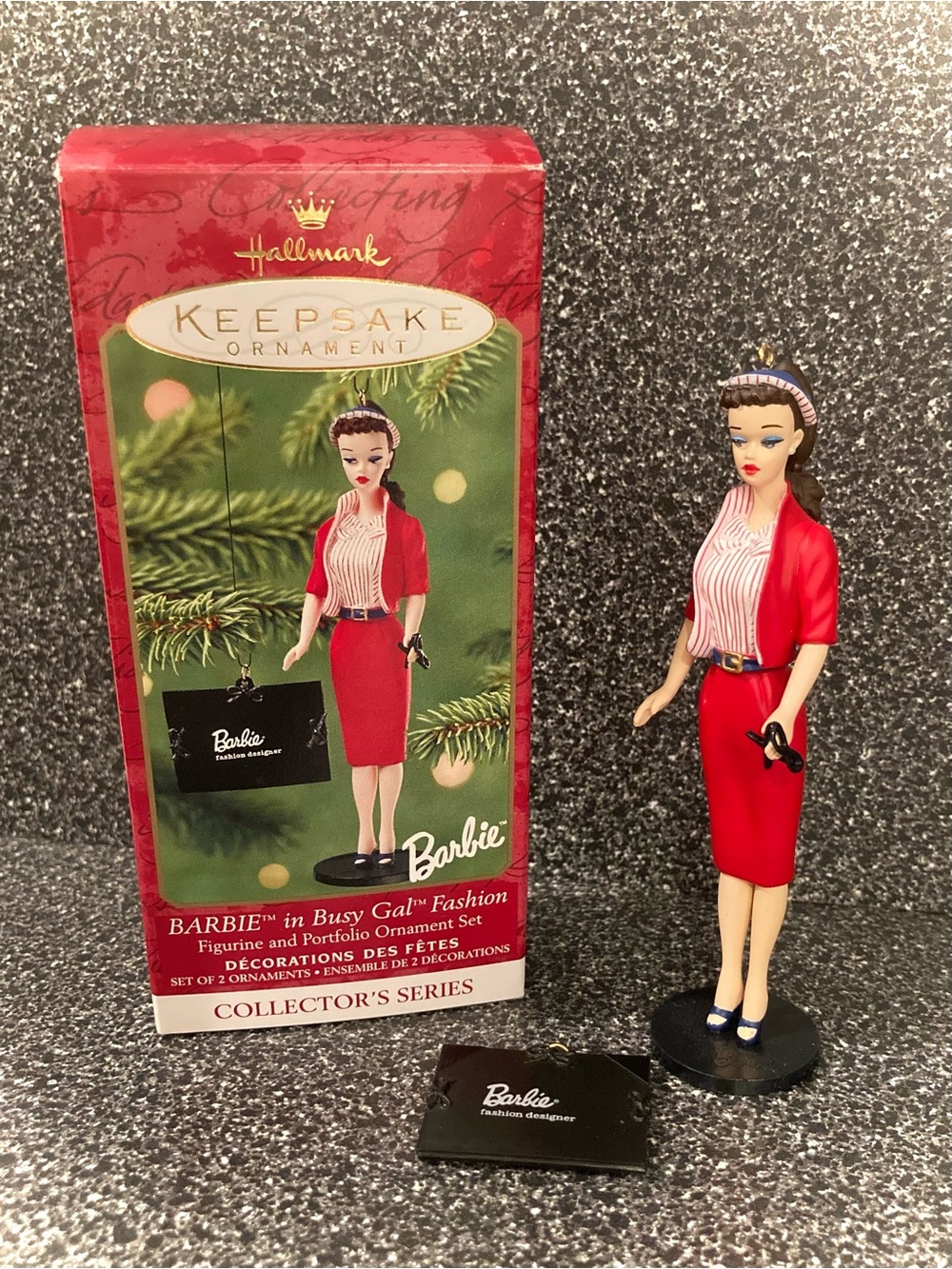 NWT BARBIE Hallmark Keepsake Ornament
BARBIE Busy Gal 
 Ornament Set, 2001